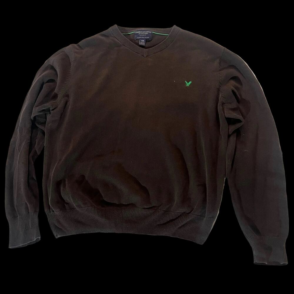 American Eagle Brown V-Neck Sweater M
